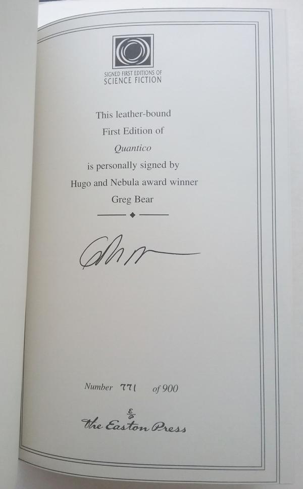 Quantico by Greg Bear (First Edition) Easton Press, Signed Ltd