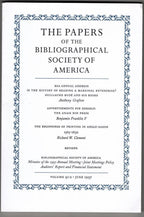 The Papers of the Bibliographical Society of America (Vol 91:2, June 1997)