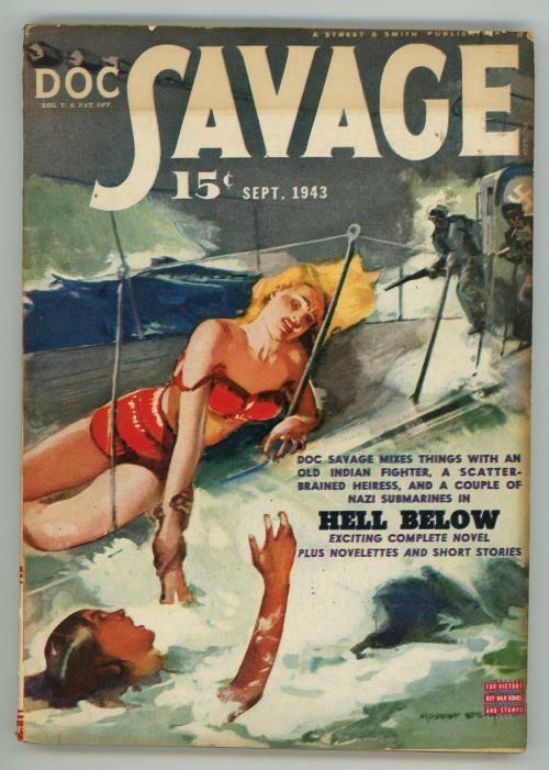 Doc Savage  Sep 1943  Lester Dent "Hell Below"; GGA Modest Stein Cvr.