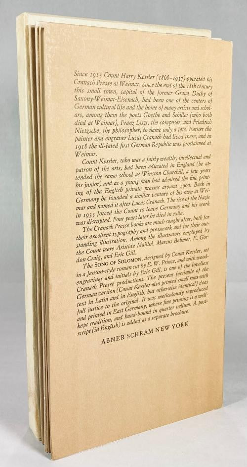 Das Hohe Lied Salomo / The Song of Solomon (Facsimile of  Cranach Presse 1931)