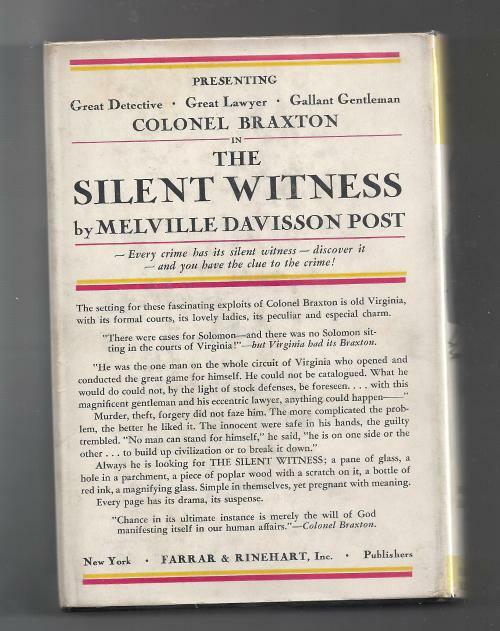 The Silent Witness by Melville Davisson Post (First Edition)