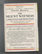 The Silent Witness by Melville Davisson Post (First Edition)