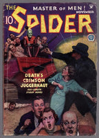 The Spider Nov 1934 Giant tank w/ Spikes Rolls over People Cvr - Pulp