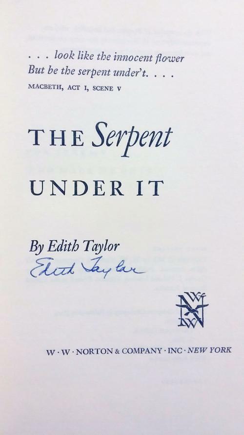 The Serpent Under It by Edith Taylor (First Edition) Signed