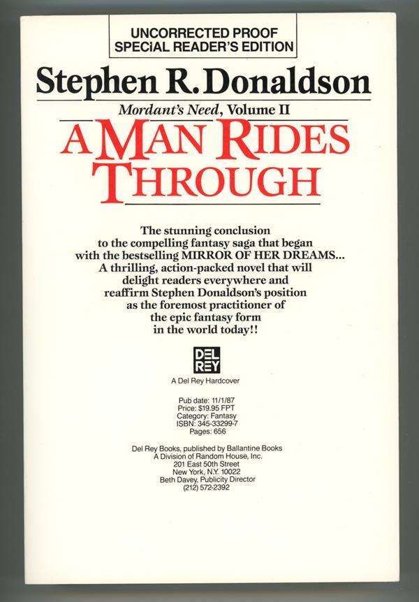 A Man Rides Through by Stephen R. Donaldson (Special Advance)
