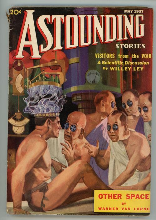 Astounding" May 1937 Alien Experiment cvr,  Nat Schachner, Eando Binder, Trem...