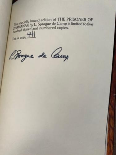 The Prisoner of Zhamanak by L. Sprague de Camp (First Edition, Limited) Signed
