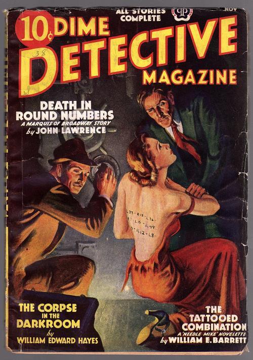 Dime Detective Nov 1938 Wild Tattoo Cover, John Lawrence - Pulp