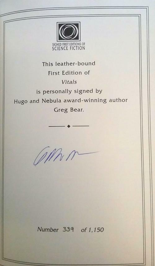 Vitals by Greg Bear (Easton Press) First Edition Signed