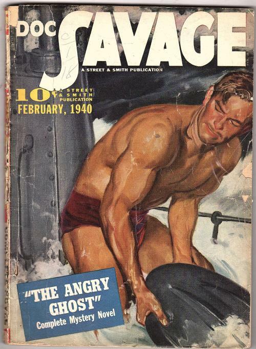 Doc Savage Feb 1940 "The Angry Ghost"; E Clarke Cvr Art