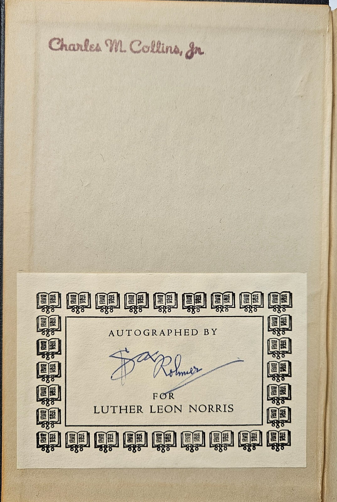 Tales of East and West by Sax Rohmer Signed 1st US