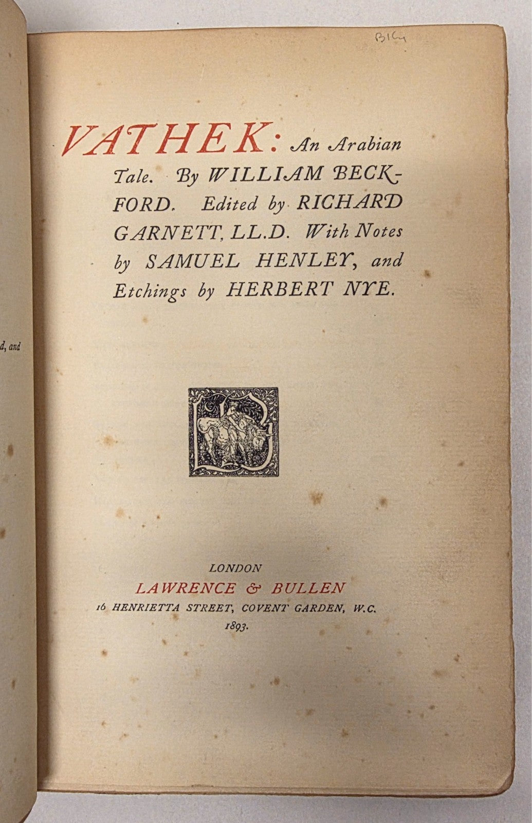 Vathek An Arabian Tale by William Beckford (Limited)