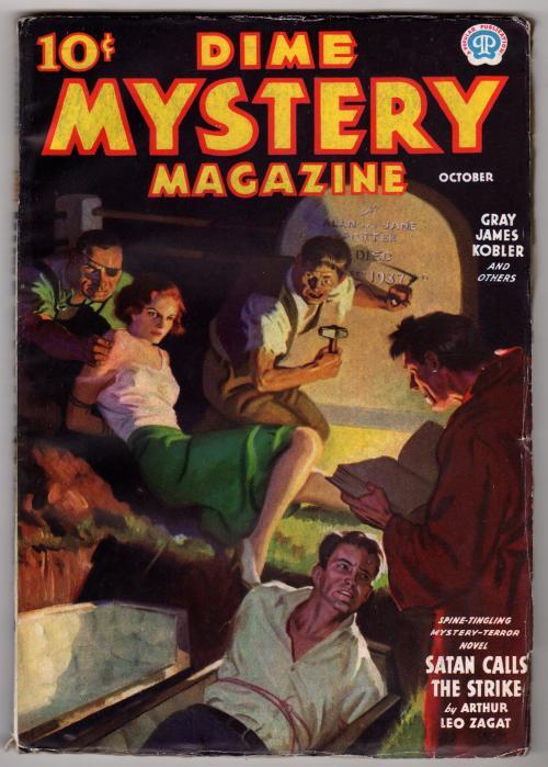 Dime Mystery Magazine Oct 1937 Bondage cover, Cummings - Pulp - High Grade