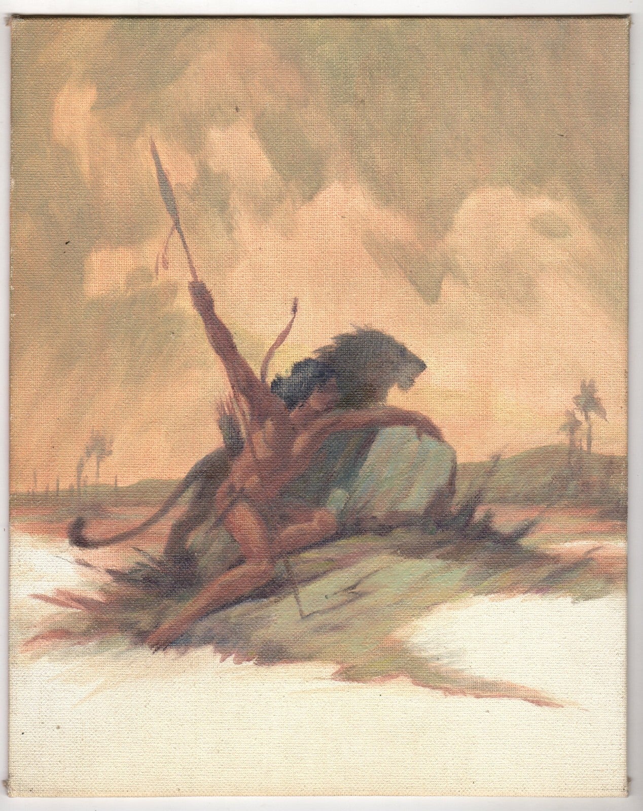 Roy G. Krenkel Original Art - (Tarzan and the Golden Lion) Oil Painting