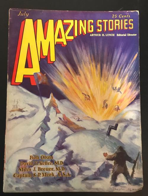 Amazing Stories Jul 1929 Mackay Cvr, "The Desert of Ice" Jules Verne; Miles B...