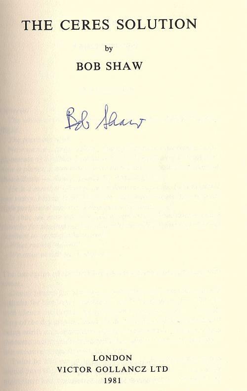 The Ceres Solution by Bob Shaw (First Edition) Signed