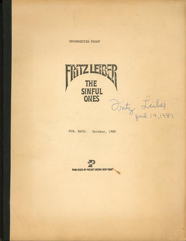 The Sinful Ones by Fritz Leiber Signed Proof  edition (SOFTCOVER)