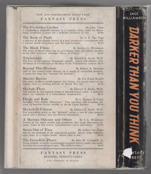 Darker Than You Think by Jack Williamson  Signed association copy
