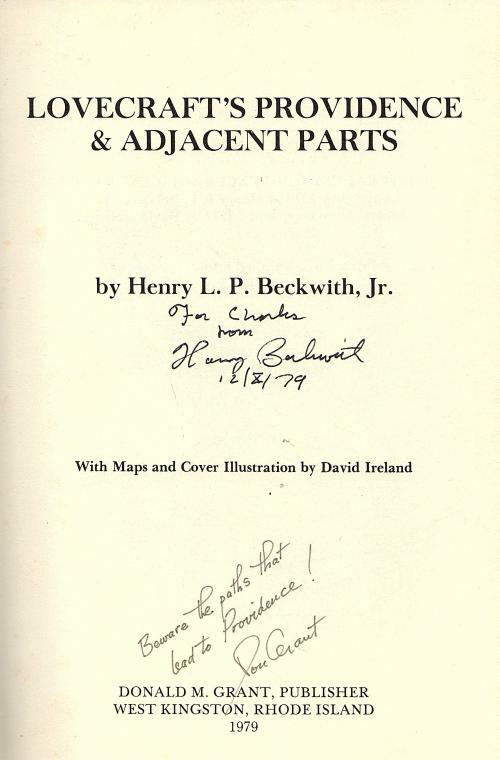 Lovecraft's Providence by Henry L.P. Beckwith, Jr. (First ed.) Signed