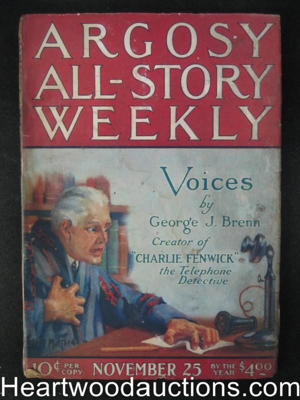 "Argosy" Nov 25, 1922 Classic Charlie Fenwick the Telephone Detective Cvr Story