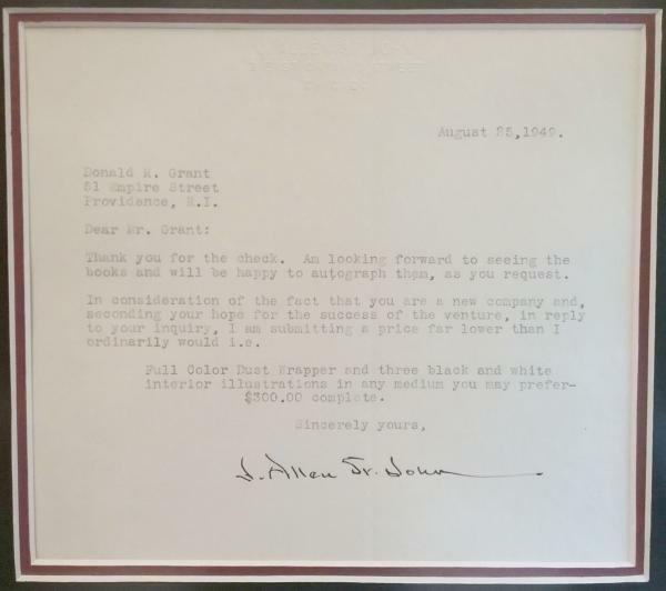 J. Allen St. John SIGNED LETTER Donald M. Grant 1949