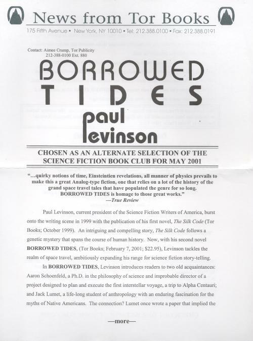Borrowed Tides by Paul Levinson (First Edition)