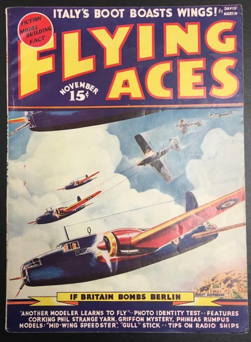 Flying Aces Nov 1939 Pulp Schomburg Cvr Art