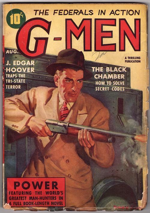 G-Men Aug 1938 J Edgar Hoover Traps the Tri-State Terror - Pulp