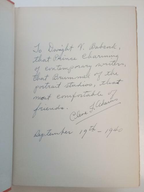 And Sudden Death by Cleve F. Adams  Signed to  Dwight Babcock Presentation Copy