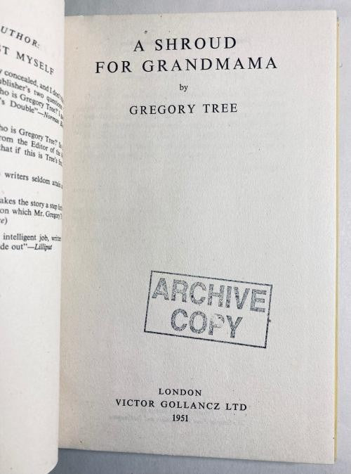 A Shroud for Grandmama by Gregory Tree (1st UK Edition, File Copy) Very Rare