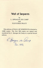 Wall of Serpents by L. Sprague de Camp (Limited Edition) Signed