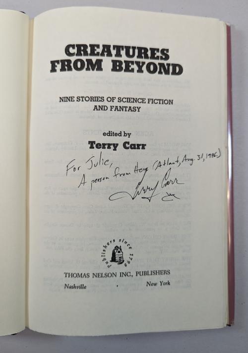 Creatures from Beyond edited by Terry Carr (Book Club Edition) Signed