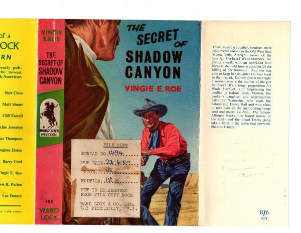 The Secret of Shadow Canyon by Vingie E. Roe (First UK) Rare DJ Publisher's Copy