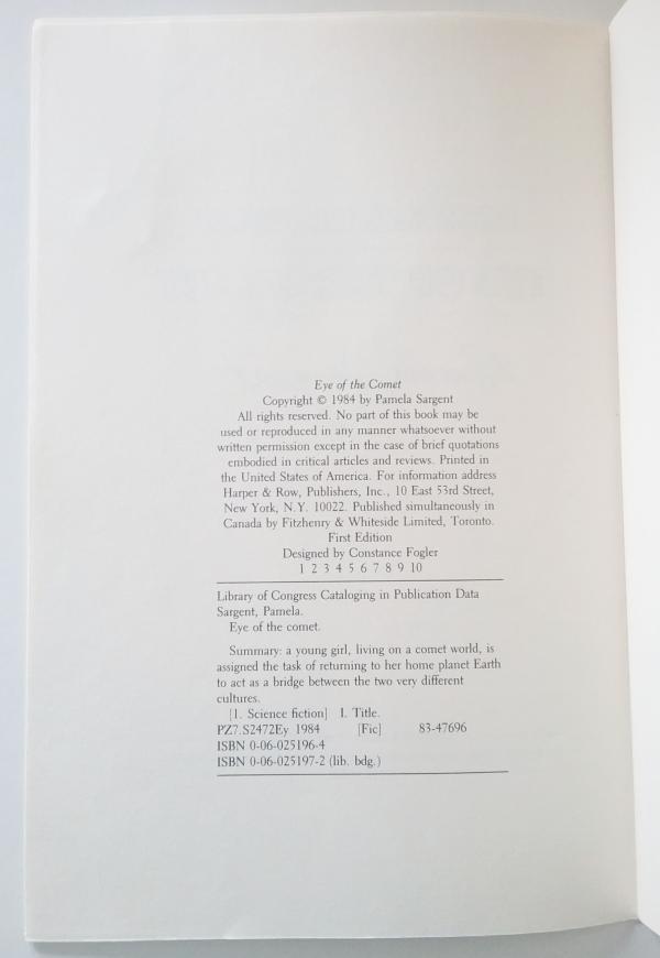 Eye of the Comet by Pamela Sargent (First Printing) Unbound Signatures