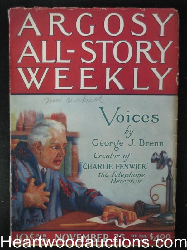 Argosy November 25, 1922 Classic Charlie Fenwick the Telephone Detective Cvr Sto