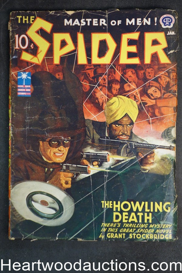 The Spider Jan 1943 Rafael DeSoto Cvr features Ram Singh and The Spider together