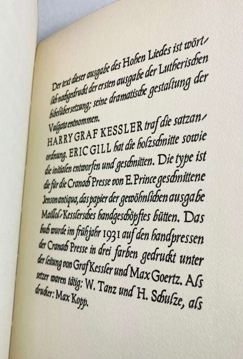 Das Hohe Lied Salomo / The Song of Solomon (Facsimile of  Cranach Presse 1931)
