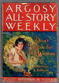 Argosy Sep 26 1925 Charlton L. Edholm - Don't Look for the Woman 1/4 - Pulp