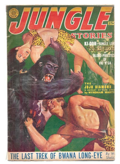 Jungle Stories  Winter 1951 Wild Ape Attacks GGA Cvr Pulp Trimmed