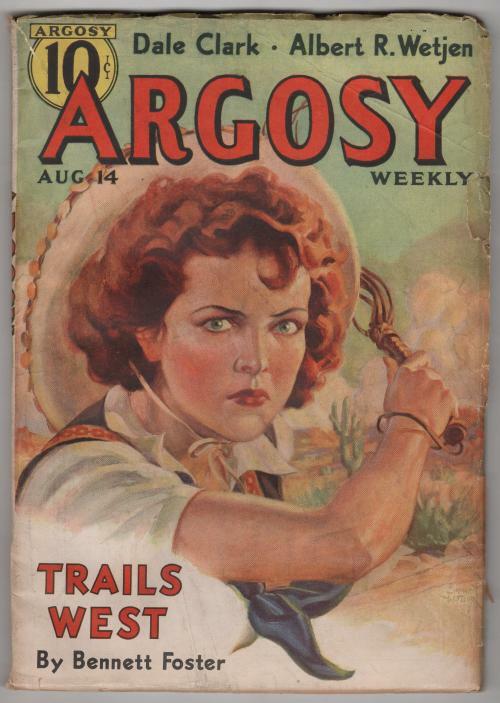 Argosy Aug 14 1937 Emmett Watson woman with whip Cvr; Bennett Foster