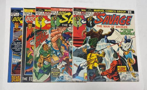 Lot of 6 Doc Savage Marvel Comics Issues 1, 2, 4, 6, 7, 8 Bronze Age