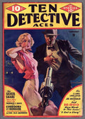 Ten Detective Aces Feb 1935 Moon Man, GG at gunpoint - Pulp