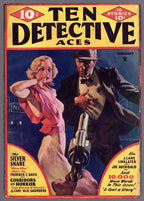 Ten Detective Aces Feb 1935 Moon Man, GG at gunpoint - Pulp