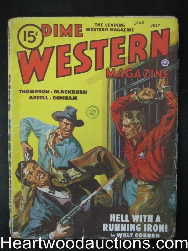 "Dime Western Magazine" July 1948 Saunders cover, Walt Coburn