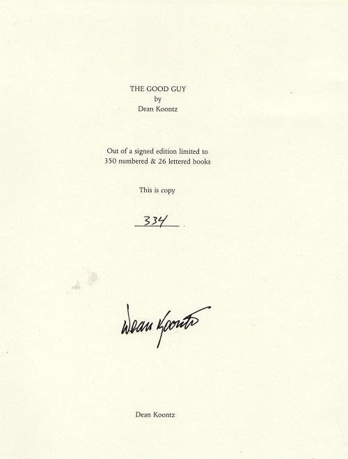 The Good Guy by Dean Koontz (Limited Signed Numbered Edition)