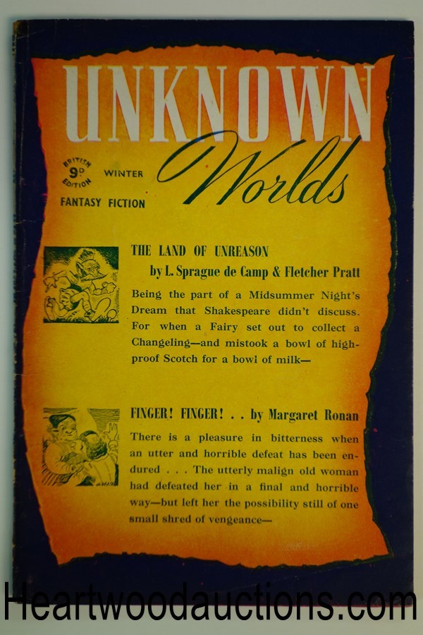 Unknown Worlds (British) Winter 1946 L. Sprague de Camp, Edd Cartier art