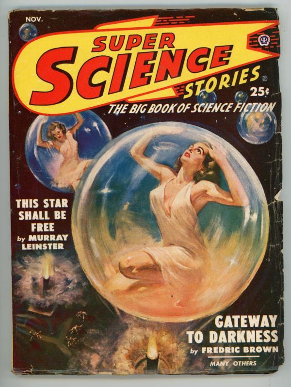 Super Science Nov 1949 GGA Cover Art J.D MacDonald, Bradbury, Fred Brown