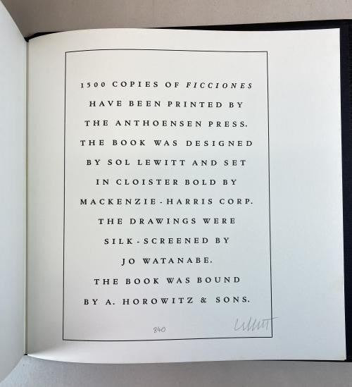 Ficciones by Jorge Luis Borges (Limited Editions Club) Sol Lewitt, Artist Signed