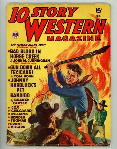 10 Story Western Feb 1949 Norman Saunders cover, Joe Millard, Jim Kjelgaard
