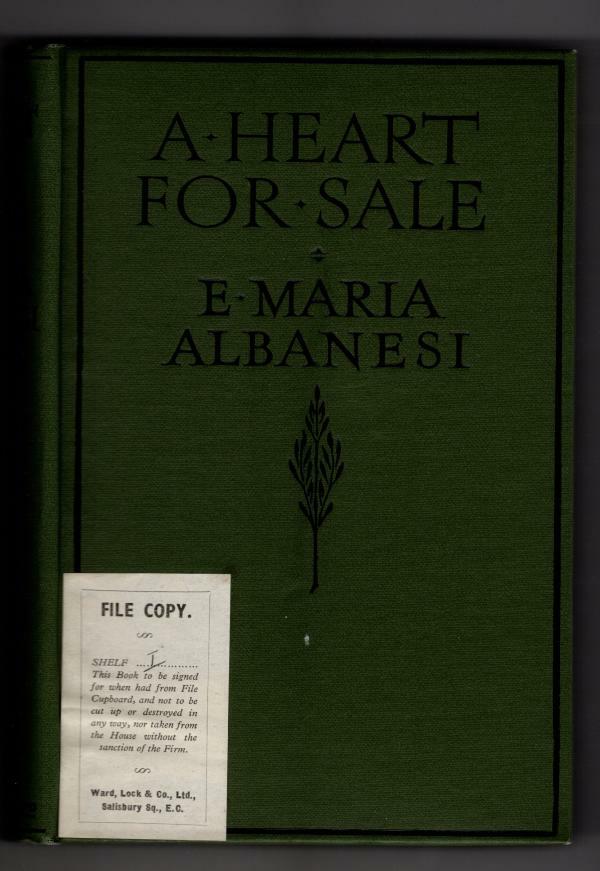A Heart for Sale by E. Maria Albanesi (First Edition) File Copy